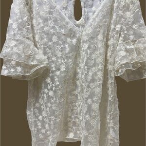 Maurices Floral Lace Blouse - Cream